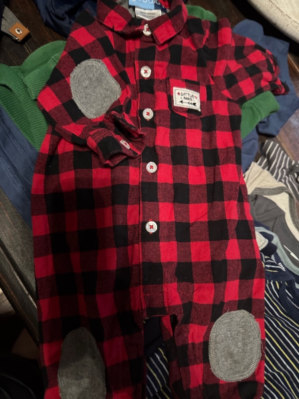 Goodlad Little Man Red & Black Buffalo Plaid Button-Front One-Piece